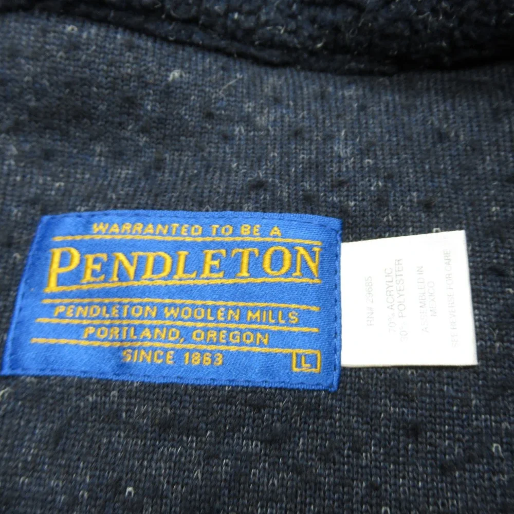 Pendleton Sweater Mens Large Blue‎ Pockets Fuzzy Sherpa Fleece 1/4 Zip Vintage
